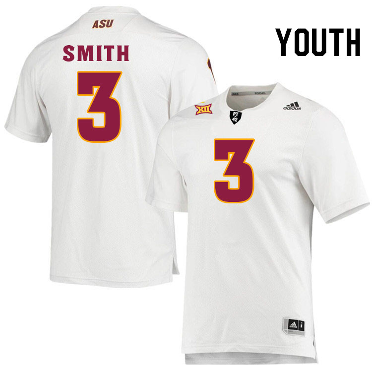 Youth #3 Clayton Smith Arizona State Sun Devils College Football Jerseys Stitched-White